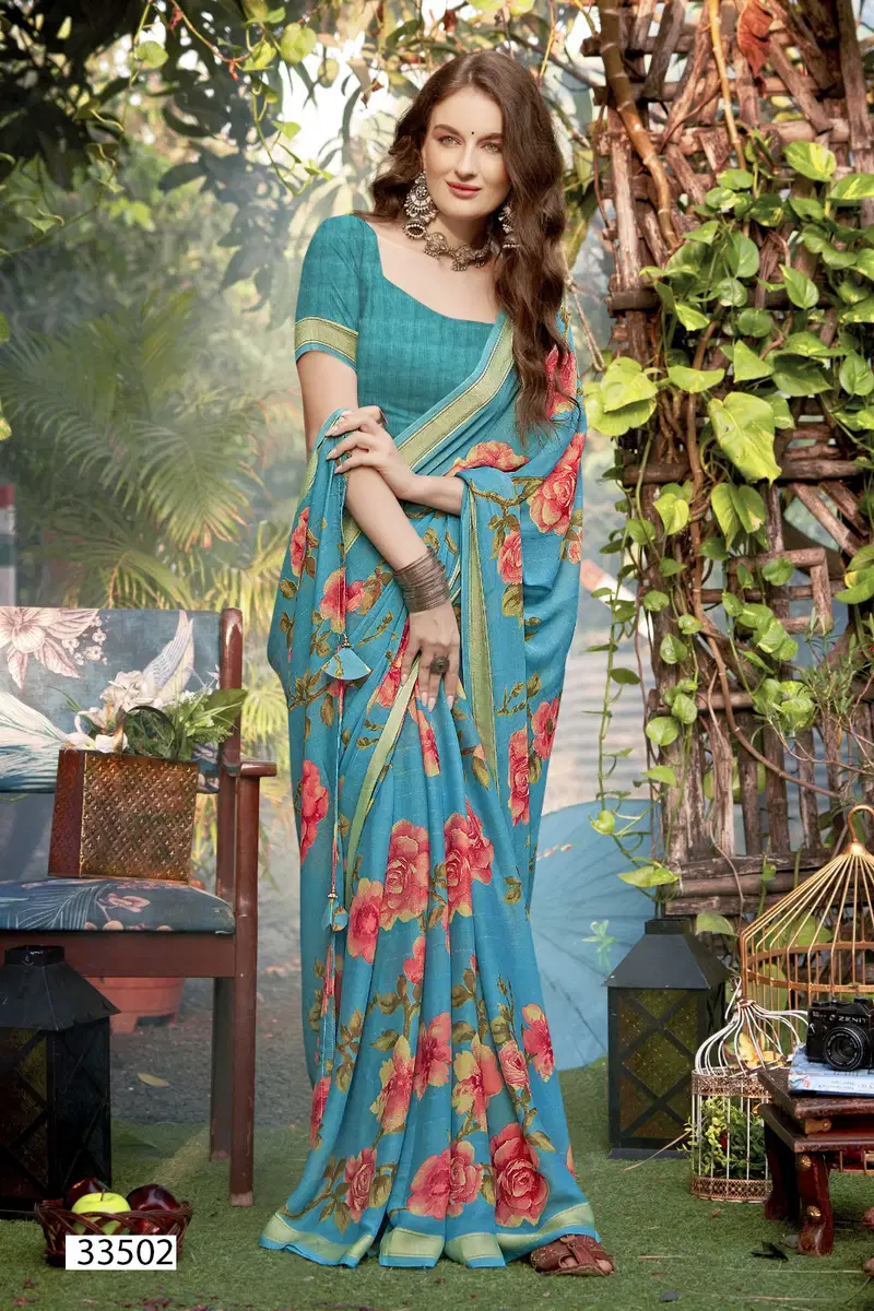 Shridha Vol 7 By Vallabhi Moss Georgette Printed Saree Exporters In India